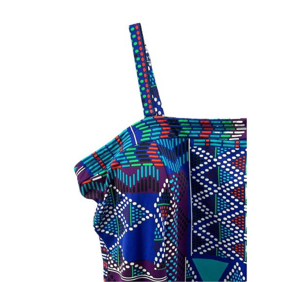 Romans Swim Suit Size 22 W Tankini and Skirt Bottoms Blue Multi Color EUC - Picture 5 of 9